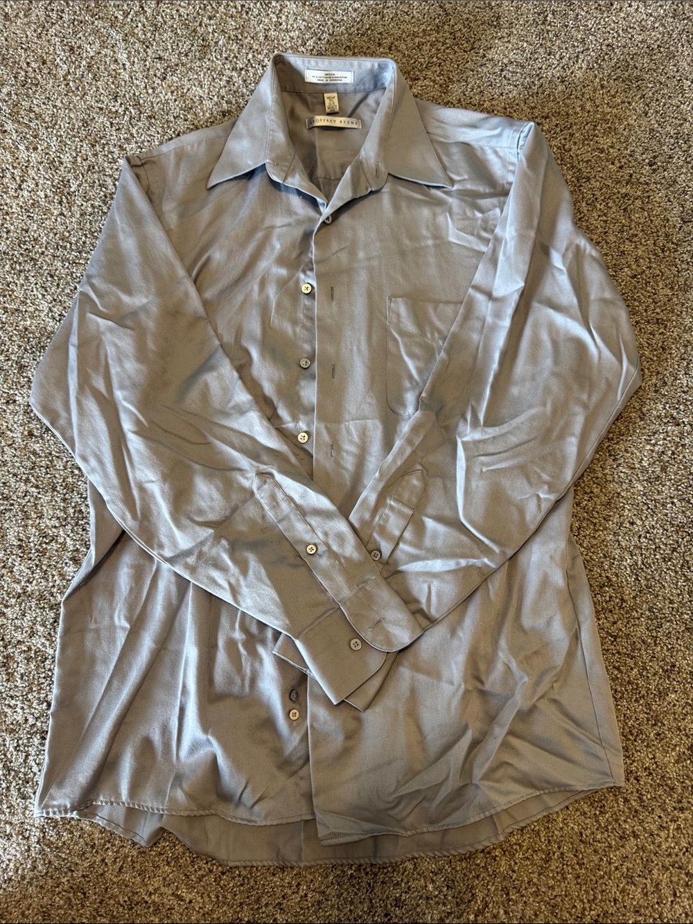 Geoffrey Beene Men's Light Gray Long-Sleeve Dress Shirt